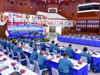 Kepala Staf Angkatan Laut Laksamana TNI Dr. Muhammad Ali,SE,M,M,M,Tr,Opsla, Yang Didampingi Wakasal Membuka Secara Resmi Rapat Kerja Teknis Bidang Pengawasan TNI AL TA. 2024 Bertempat Di Auditorium Denma Mabesal