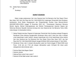 Pemkot Surabaya Terbitkan SE Larangan Kendaraan Dinas Dipakai Mudik dan Liburan saat Nyepi dan Idulfitri 2025
