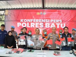 Polres Batu Bekuk Pelaku Pencurian Komponen Penerangan Jalan Umum