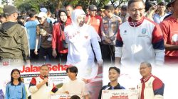 Gebyar HUT RI ke-80, Ribuan Pelajar dan Guru di Kediri Gerak Jalan Bersama Gubernur Jatim