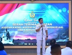 Kepala Staf Angkatan Laut Laksamana Muhammad Ali, SE,,M,,M,M,Tr,Opsla, Memimpin Serah Terima Empat Jabatan Strategis Di Lingkungan TNI AL