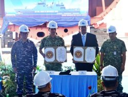 TNI AL Menegaskan Komitmennya Dalam Memperkuat Patroli Dan Keamanan Maritim Nasional Melalui Pelaksanaan Keel Laying Ceremony Pembangunan Kapal Offshore Patrol Vessel 3 H7117